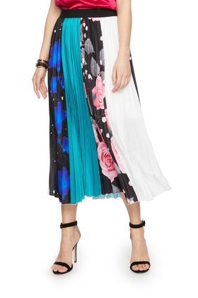 EMC亿美丞 印花拼色百褶半身裙 6009