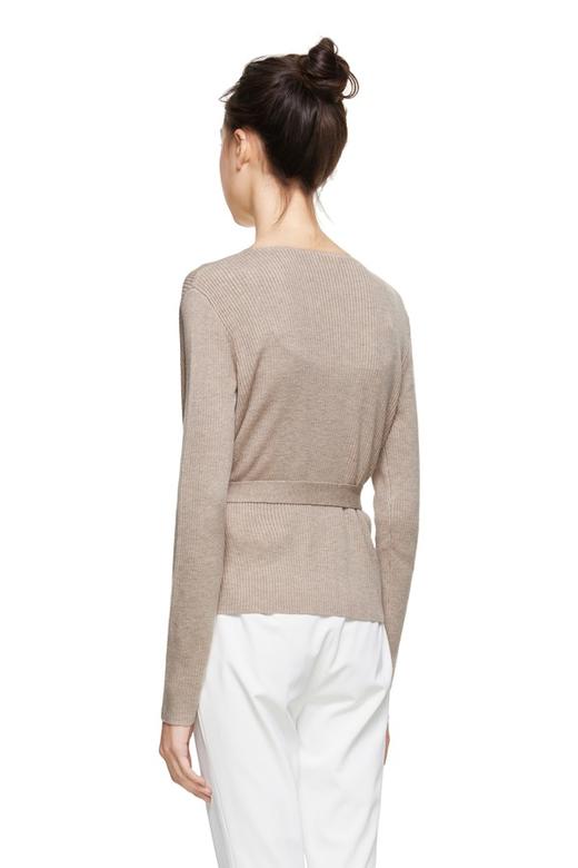 LNNNS 杏色围裹系带针织上衣 8436 商品图2