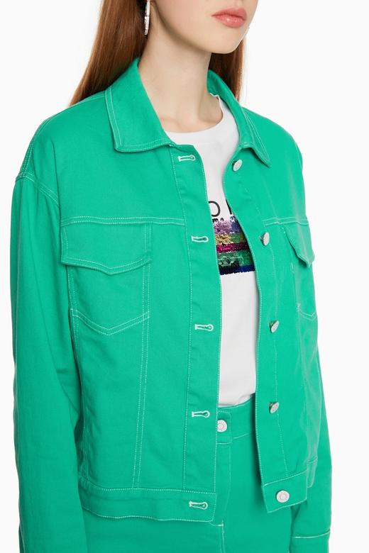 SUMMER & SAGE 机车线蓝绿色外套 6033 商品图3