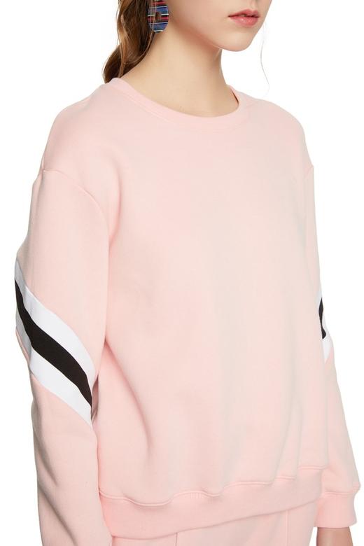 EVA OUXIU伊华欧秀 条纹饰粉色套头卫衣 6081 商品图3