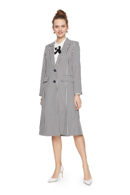 AVA 经典格纹长款外套 6143 商品图0