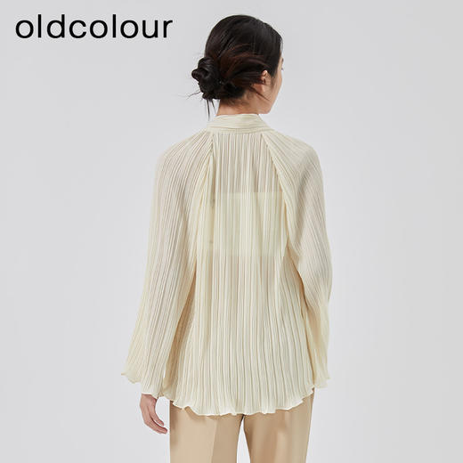 oldcolour2023春季新款法式小众高级褶皱飘带长袖衬衫女O12013226 商品图4