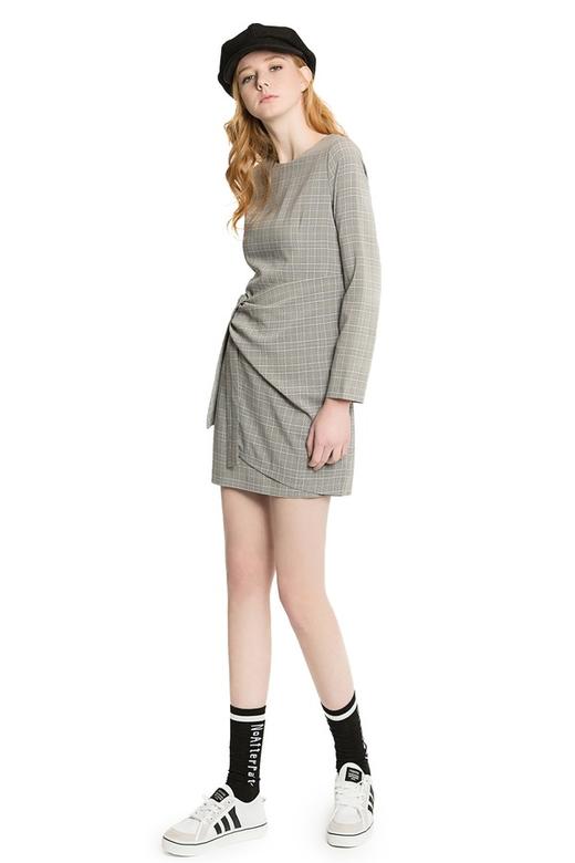 NOIR 蝴蝶结装饰格纹裙 1400 商品图1