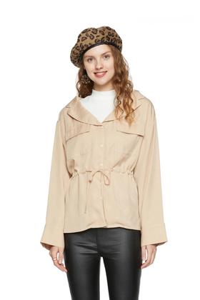 SUMMER & SAGE 米色拼接抽绳上衣 6205