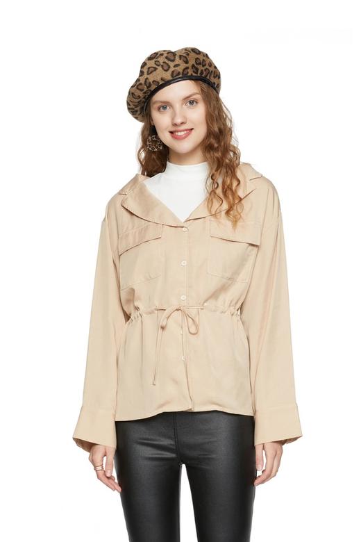 SUMMER & SAGE 米色拼接抽绳上衣 6205 商品图0