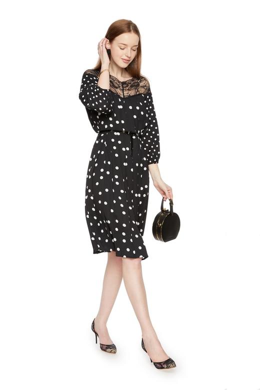 SUMMER & SAGE 蕾丝拼接波点连衣裙 6238【不含腰带】 商品图1