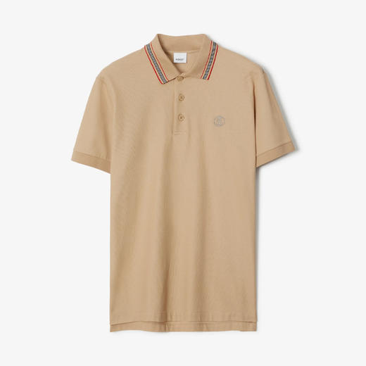 BURBERRY 巴宝莉 男士标志性条纹衣领珠地网眼布棉质TB专属标识短袖Polo衫 卡其色 8056223 A7405 商品图0