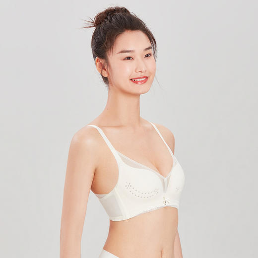 都市丽人WISECOOL常规内衣B杯薄3/4杯锁边布文胸三排树脂胶圈LB32D2 商品图1