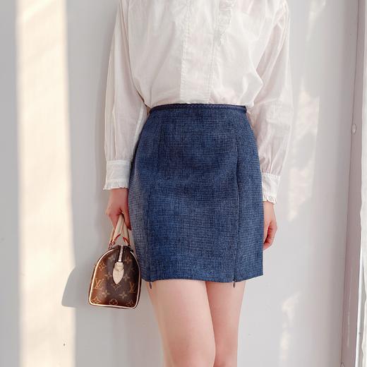 SPELLEDIT正品HOHE小香风粗呢A字拉链短裙 商品图1