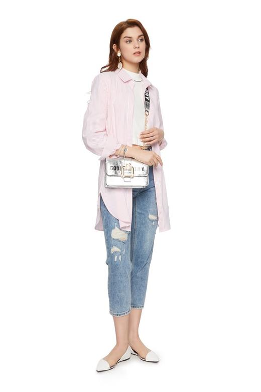 SUMMER & SAGE 粉色条纹长衬衣 6056 商品图1