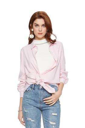 SUMMER & SAGE 粉色条纹长衬衣 6056