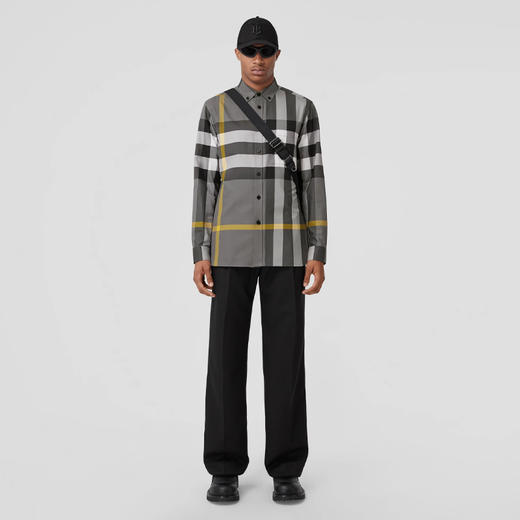 BURBERRY 巴宝莉 男士格纹弹力棉府绸长袖衬衫 格子 8065202 A6114 商品图3