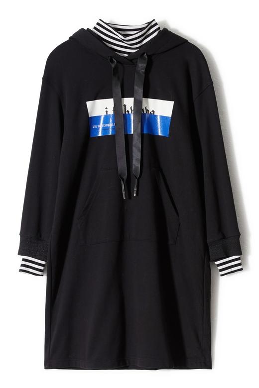 EVA OUXIU伊华欧秀 罗纹拼接运动风卫衣裙 8333 商品图4