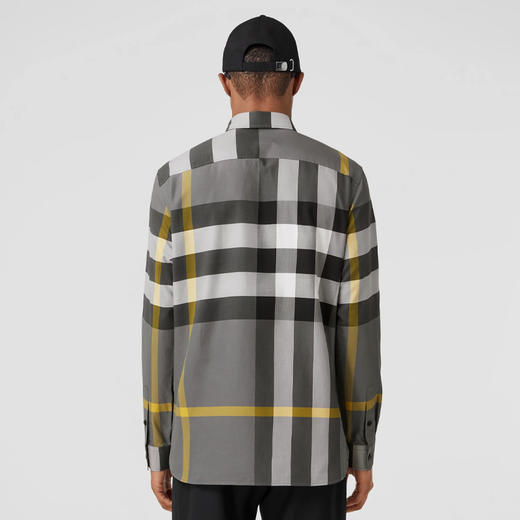 BURBERRY 巴宝莉 男士格纹弹力棉府绸长袖衬衫 格子 8065202 A6114 商品图2
