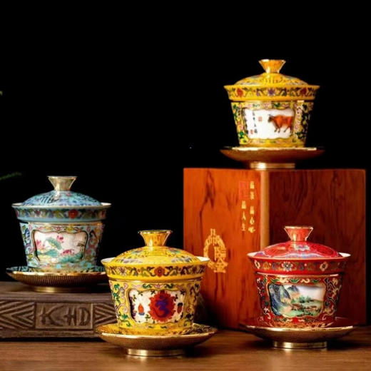 珐琅双绝同心杯 360度旋转茶杯 商品图8