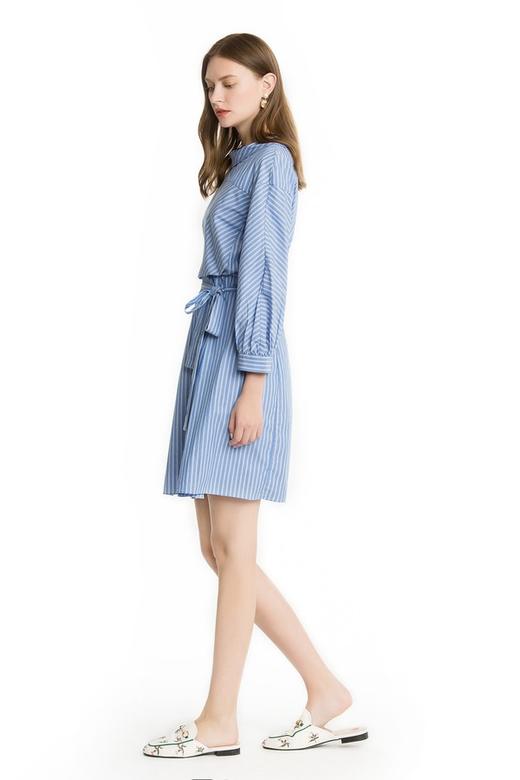 Eifini伊芙丽 蓝白条纹灯笼袖衬衫裙 1440 商品图2