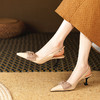 夏季新款，流行钻复古里外全皮尖头后空高跟凉鞋YD-F351 商品缩略图6