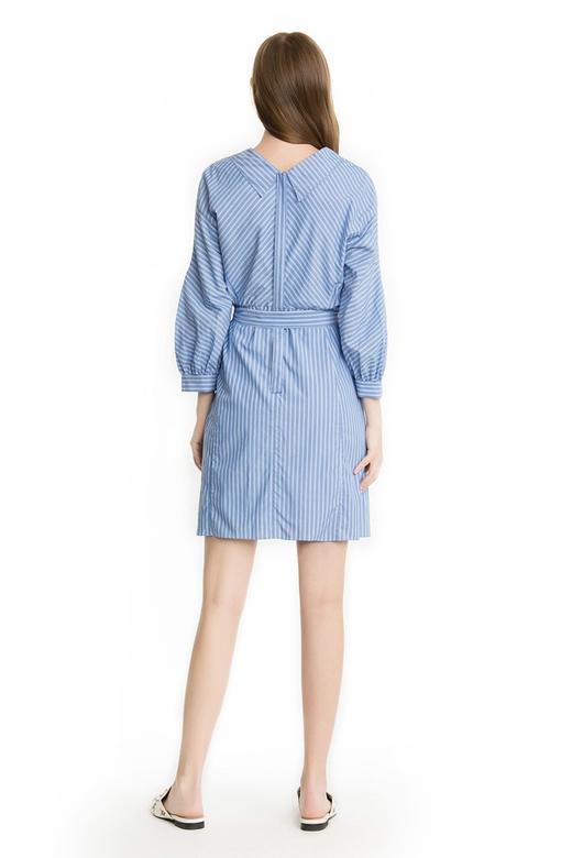 Eifini伊芙丽 蓝白条纹灯笼袖衬衫裙 1440 商品图3