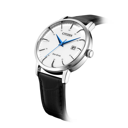 西铁城官方正品简约时尚黑盘皮带光动能男表BM7461-18A 商品图3