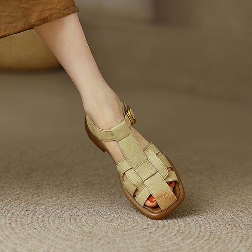 舒适百搭，编织平头真皮凉鞋MT-ML9317 商品图6