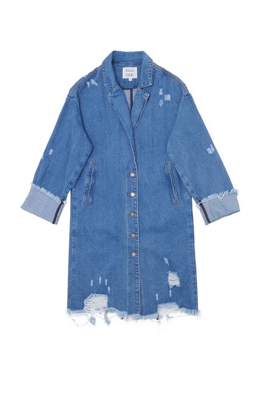 ELLA JADE 蓝色磨边牛仔长外套 6261 商品图4
