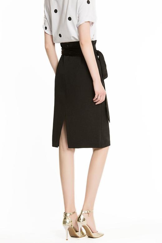 ZARA 黑色系带高腰直筒裙 1366 商品图4