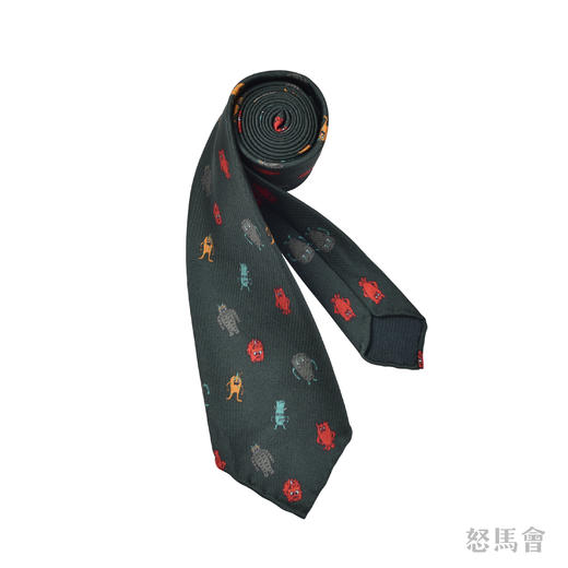 墨绿色小怪兽蚕丝手工领带 商品图1