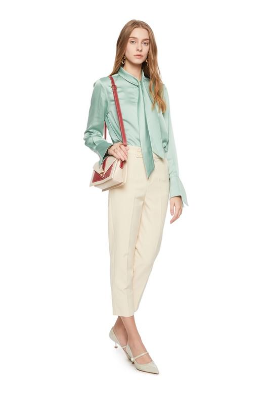 LNNNS 绿色飘带领缎面衬衫 6372 商品图1