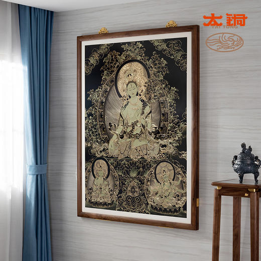 铜师傅太铜 手工錾刻 铜雕画《唐卡黑金款白度母》限售33幅 装饰画 商品图5