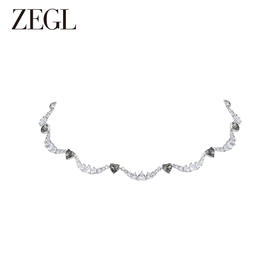 ZEGL设计师黑公主系列爱心波纹项链女生轻奢小众高级设计感锁骨链
