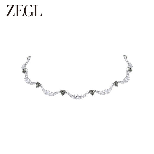 ZEGL设计师黑公主系列爱心波纹项链女生轻奢小众高级设计感锁骨链 商品图0