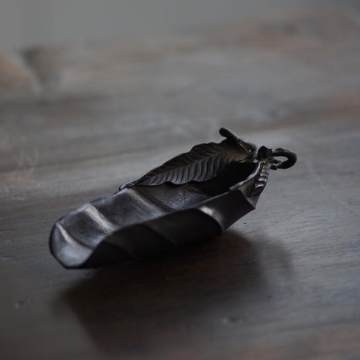 乾茂号造|树叶古锡茶则    规格：长10.6cm  宽4.5cm   高2cm 商品图10