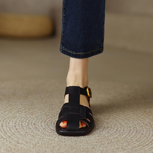 舒适百搭，编织平头真皮凉鞋MT-ML9317 商品图9