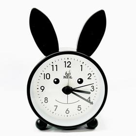 明珠星石英闹钟黑色卡通兔子外形座钟PT517钟表1个