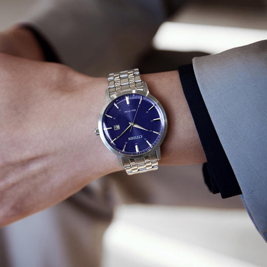 西铁城光动能腕表日本正品防水商务简约钢带男士手表BM7461-85L 商品图5