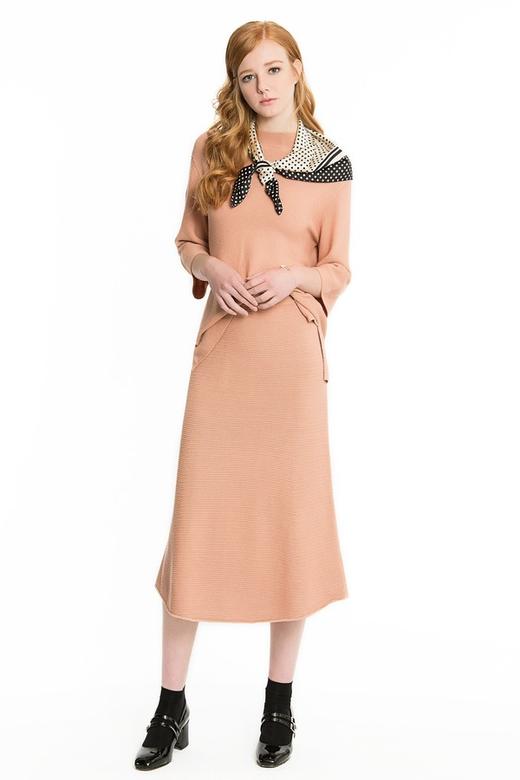 BONNIE ALEX 藕粉色简约针织半裙 1355 商品图1