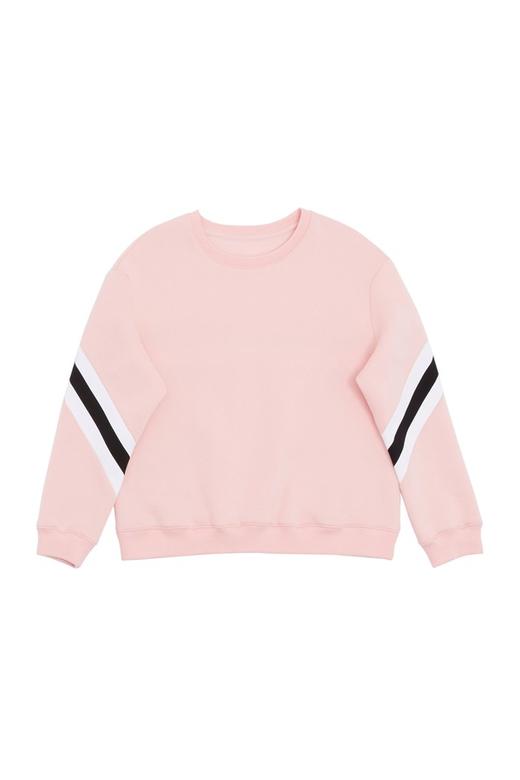 EVA OUXIU伊华欧秀 条纹饰粉色套头卫衣 6081 商品图4