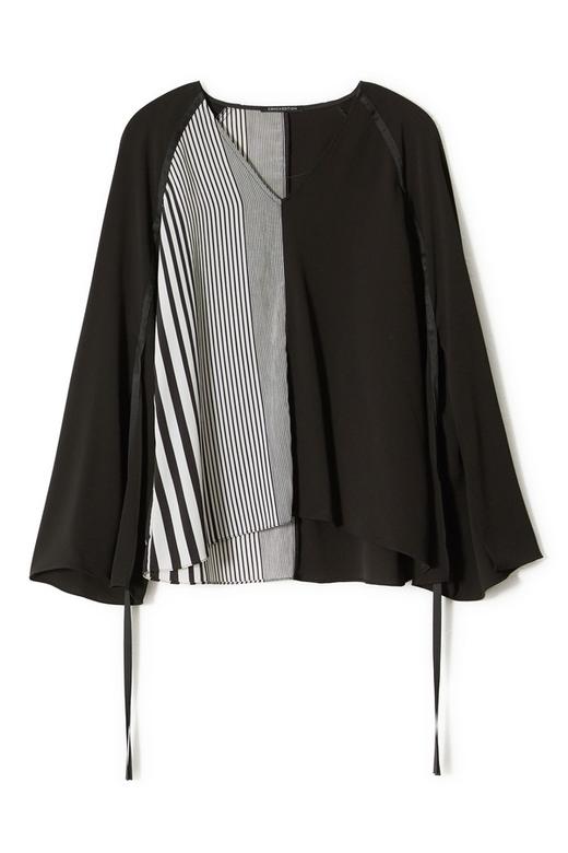 CENCH EDITION 拼色开衩袖V领上衣 1075 商品图4