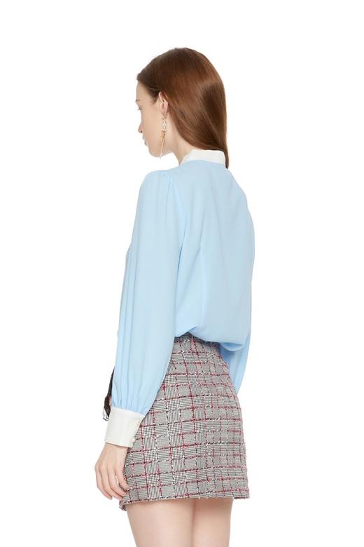 AVA 蓝白拼色系带上衣 6046 商品图2