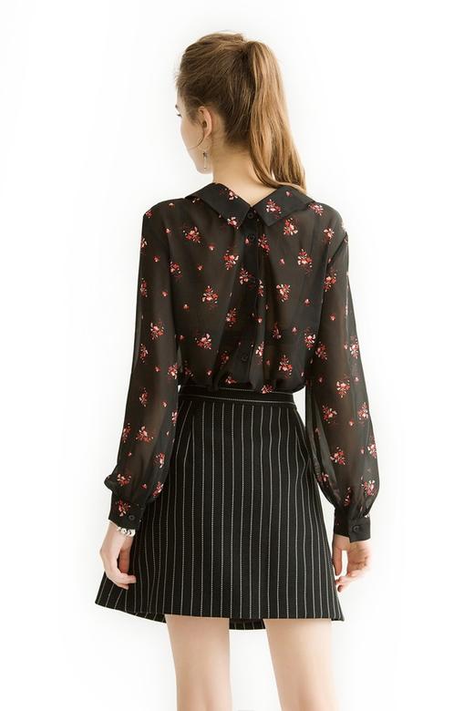 OSA欧莎 碎花荷叶边饰雪纺衫 1452 商品图4