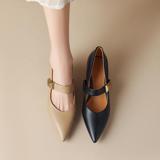 里外全皮尖头高跟单鞋HBP-5131 商品图0