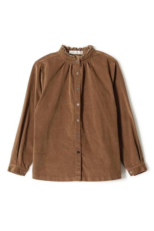 SUMMER & SAGE 茶色木耳边立领衬衣 8590 商品图4