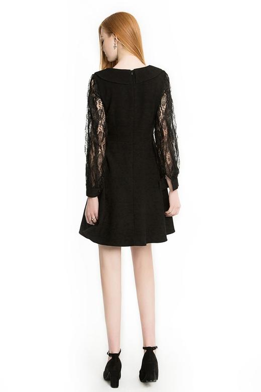 SUMMER & SAGE 黑色拼袖连衣裙 1428 商品图3