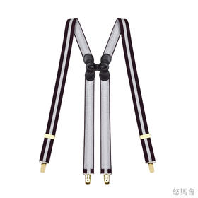 意大利牛皮尼龙橡丝X型红白拼色手工背带