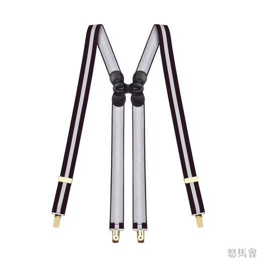 意大利牛皮尼龙橡丝X型红白拼色手工背带 商品图0