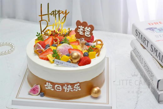 【爸气十足】动物奶油、新鲜水果+布丁夹心、原味蛋糕胚；送爸爸，祝老爸生日快乐~ 商品图2