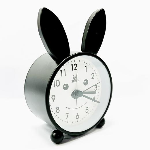 明珠星石英闹钟黑色卡通兔子外形座钟PT517钟表1个 商品图2