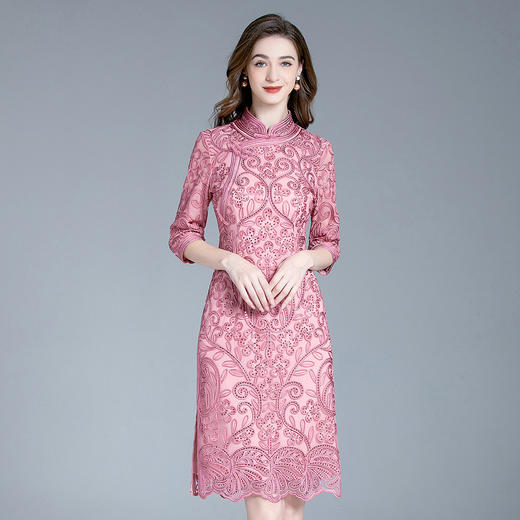 DNO-3BA8894-1礼服网纱刺绣大码连衣裙新款喜婆婆婚宴高贵 商品图1