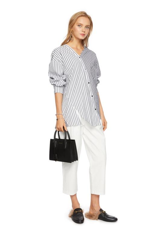 NOIR 条纹拼接斜扣上衣 6117 商品图1