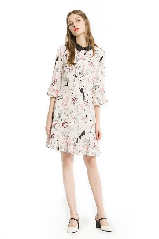 OCTAVIA 少女感印花雪纺裙 1844 商品图0